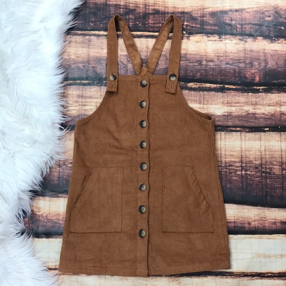 Dresses & Skirts - SOLD Corduroy Overalls Skirt Dress! Tan Brown